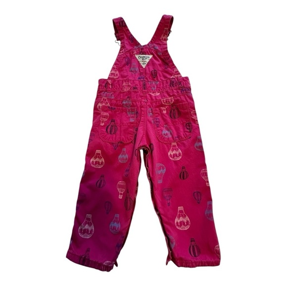 OshKosh B'gosh Hot Air Balloon Print Pink Girls Bib Overalls - Size 12 Months - Picture 2 of 9
